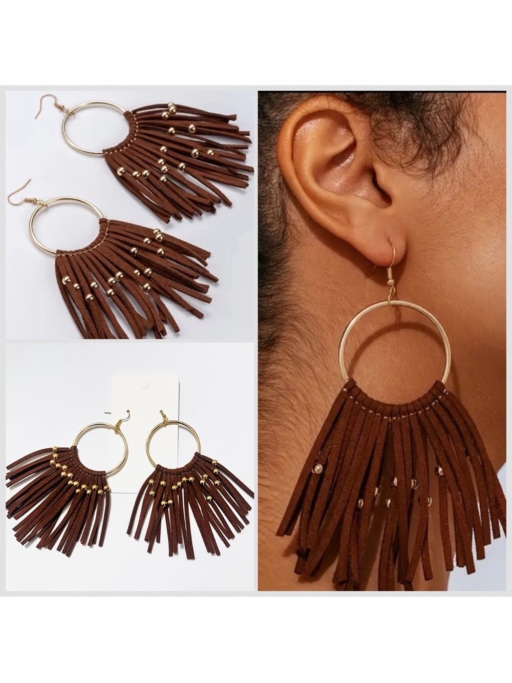 🔥🔥🆕Vintage Bohemian Brown Tassel Earrings - Picture 1 of 8